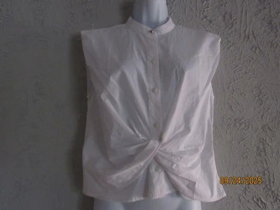 Jason Wu nwt sz S/P white %100 cotton unique cropped top button down zip side - Image 1 of 4