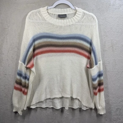 Suéter de madera para mujer S/M a rayas tejido abierto bohemio relajado Foto 1 de 4