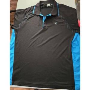 Fila Polo Shirt Size Extra Large XL Black Short Sleeve Adult Golfer Top Golfing - Picture 1 of 8