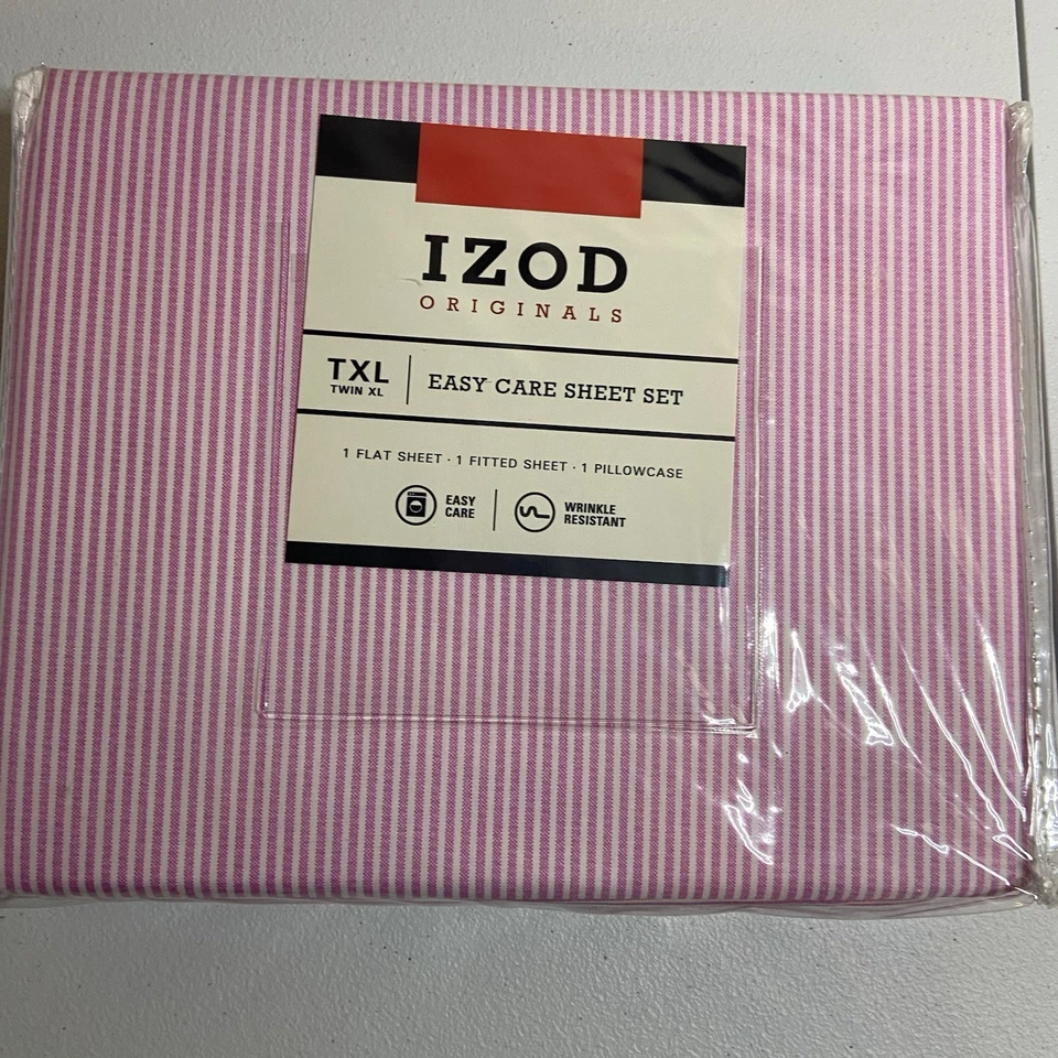 Juego de Sábanas IZOD Twin XL Rosa Rayas Nuevo Foto 1 de 4