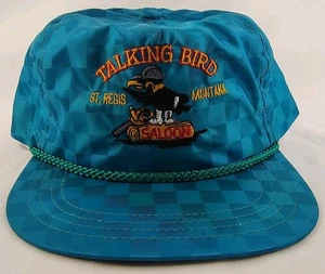 VTG 90s Talking Bird Saloon Montana Geometric Holo Rope Strapback Hat USA Made - Picture 1 of 8