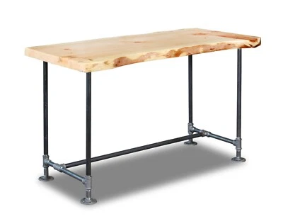SOUTHERN RUSTIC Industrial Pipe Desk Steampunk Cabin Furniture Live Edge Slab