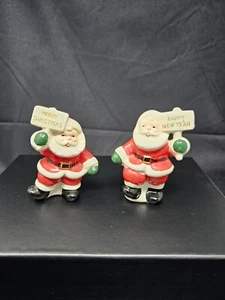 Vintage Christmas Santa Claus Merry Christmas/Happy New Year Salt Pepper Shakers - Picture 1 of 19
