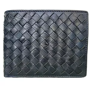 Portefeuille Cuir Tressée Tressè Tissè Homme Paulhide Porte Monnaie Bleu - Picture 1 of 3