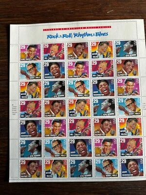 Scott #2724-30 Rock & Roll/Rhythm & Blues Sheet of 35 29¢ Stamps (1993) - Image 1 of 2
