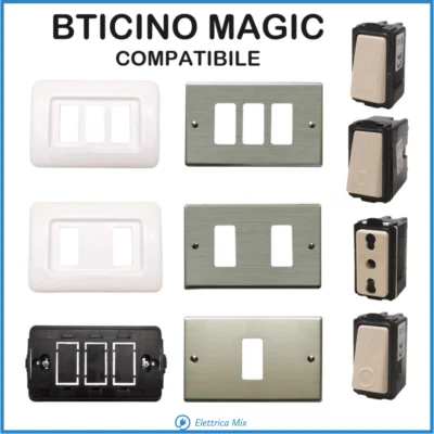 Bticino MAGIC Compatibili Placche Placca bianca alluminio presa interruttore 503 - Immagine 1 di 4