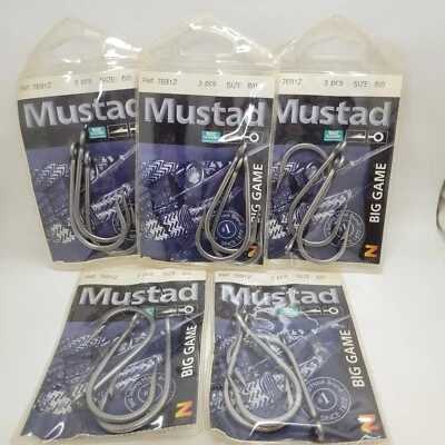 5pk Mustad Z-Steel  7691Z Big Game Hooks Tuna GT Shark Fishing Chose Size - Image 1 of 4