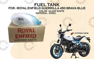 Royal Enfield "Guerrilla 450 Brava Blue & White Fuel Tank" - Picture 1 of 8