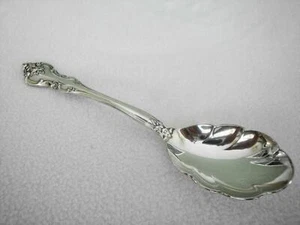 Antique International DeepSilver Silverplate Brocade Edge Floral Jam Jelly Spoon - Picture 1 of 3