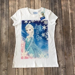 New Disney Frozen T Shirt Elsa Graphic Girl XL 14 Let It Go 100% Cotton Snow - Picture 1 of 10