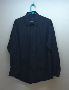 Van Heusen Mens Dress Shirt L 16 -16.5 Black Long Sleeve Button - Picture 1 of 11