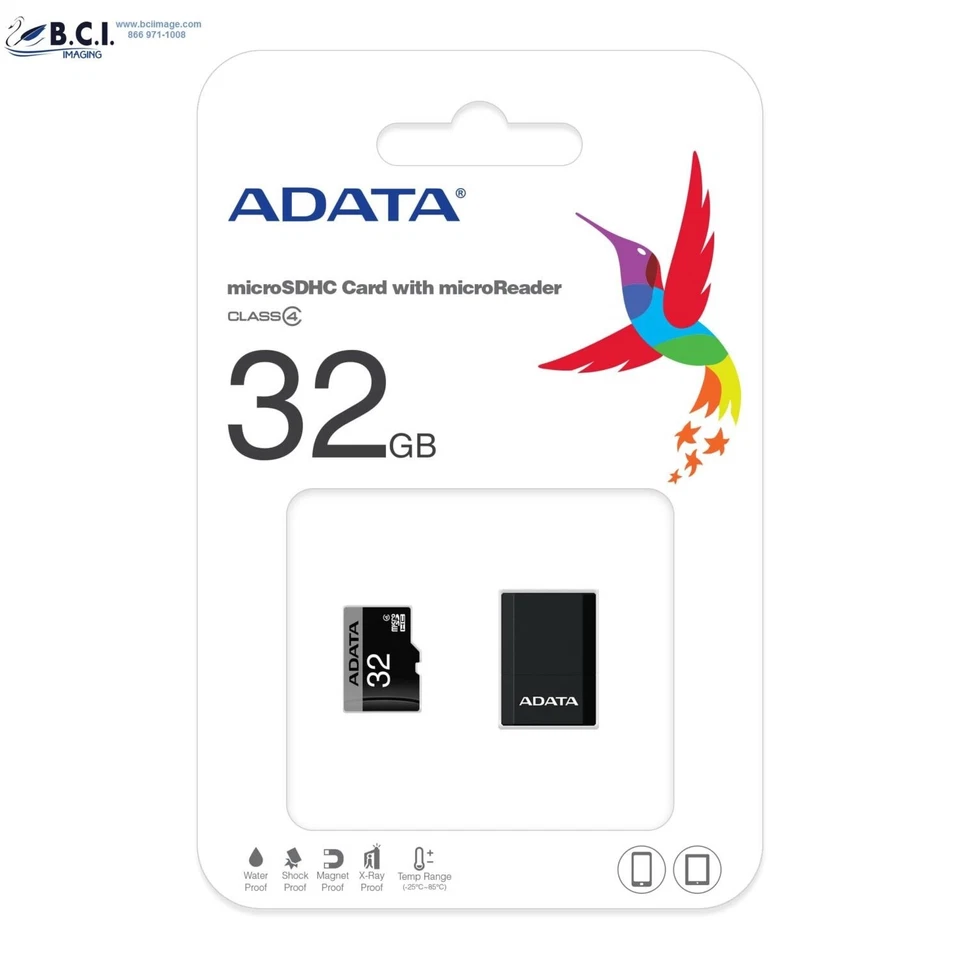 MicroSDHC Card With Adapter 32GB, Water-Proof, Shock-Proof - Image 1 of 3