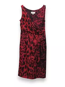 Ronni Nicole Fuchsia/Black Animal Print Faux Wrap Dress, Size 10 - Picture 1 of 10
