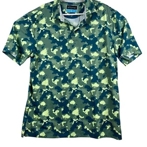 Etonic Mens Polo Shirt Large Green & Blue Camouflage Polyester Spandex Blend - Picture 1 of 9