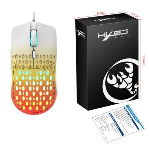 Nuevo mouse para juegos RGB ligero con cable diseño de panal naranja y amarillo Foto 1 de 4