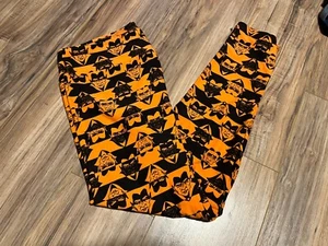 LuLaRoe Mujer Estampado Vampiro Halloween Leggings Altos y Curvilíneos Naranja Negro - Imagen 1 de 4