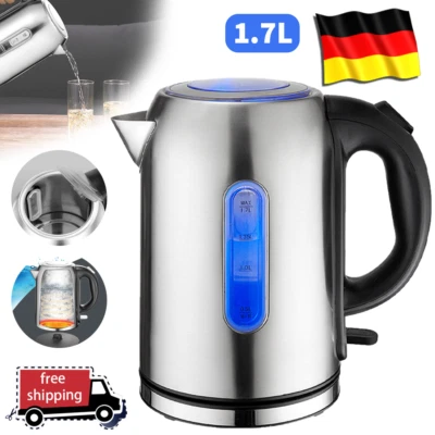 JOYHUT 1,7L Elektrischer Wasserkocher Überhitzungsschutz 360° Edelstahl Teekocher 2000W