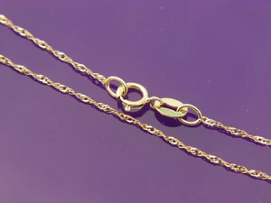 Collana oro giallo 10k catena corda oro massiccio 1 mm - Foto 1 di 6