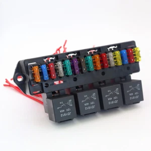 Universal 15-way Blade Fuse Box Block & 4-way 12V 40A Relay for Car Truck UTV - Picture 1 of 5