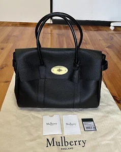 Mulberry Bayswate Black & Brass Small Classic Grain NEW - Picture 1 of 19