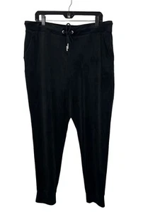 JUICY Couture Black Velour Sweatpants XL Rhinestone SPELLOUT Embellished Y2K - Picture 1 of 12