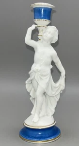 Antigua estatuilla de porcelana de París figura francesa azul 19 cm de altura siglo XIX - Imagen 1 de 13