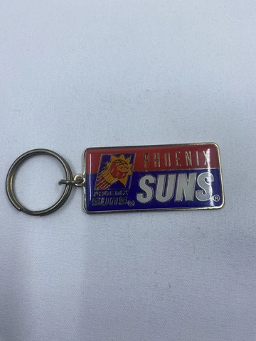Vtg Phoenix Suns Keychain Logo Peter David NBAP 1995 Fob Rectangle Metal RARE Cover
