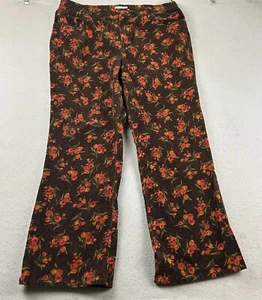 Jones New York Pants Womens 18 Brown Floral Corduroy Stretch Straight Leg - Picture 1 of 9