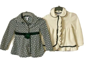 Fleece Jacket Kids Headquarters Girls Coats Sz 5 Set of 2 Black White Ruffle Bow - Picture 1 of 11