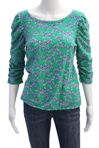 Lilly Pulitzer Womens 3/4 Sleeve Scoop Neck Zebra Sweater Green Blue Size Medium - Picture 1 of 6