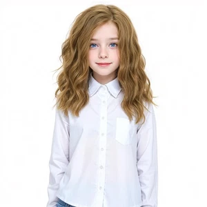 Parrucca bionda marrone parrucca corta riccia per bambini parrucca marrone mista per ragazze bambino spalla... - Foto 1 di 7