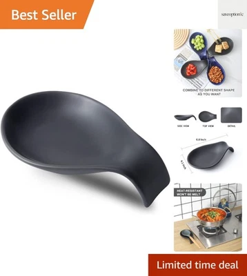 Elegante reposacucharas de cerámica de 4 pulgadas - resistente al calor y apto para lavavajillas negro mate Foto 1 de 4