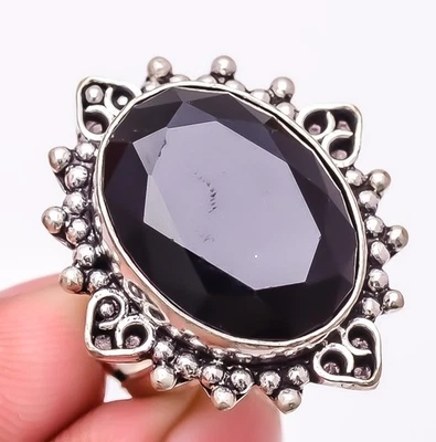 Anillo de joyería enchapado en plata con piedras preciosas de ónix negro s.6 W2457 Foto 1 de 4