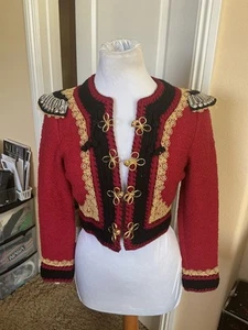 VINTAGE 60'S ADOLFO AT SAKS FIFTH AVE RED BOUCLE WOOL GOLD BOLERO MATADOR JACKET - Picture 1 of 7