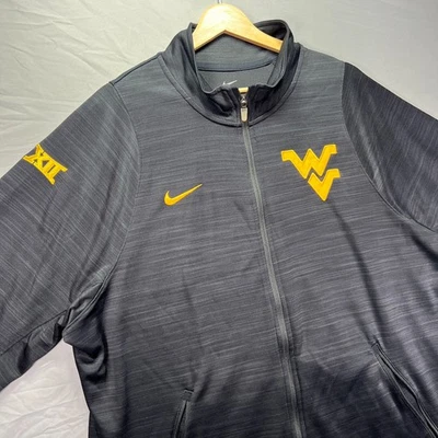 West Virginia Mountaineers Full Zip Sweatshirt Men 2XL Black Nike Dri Fit Jacket - Image 1 of 4