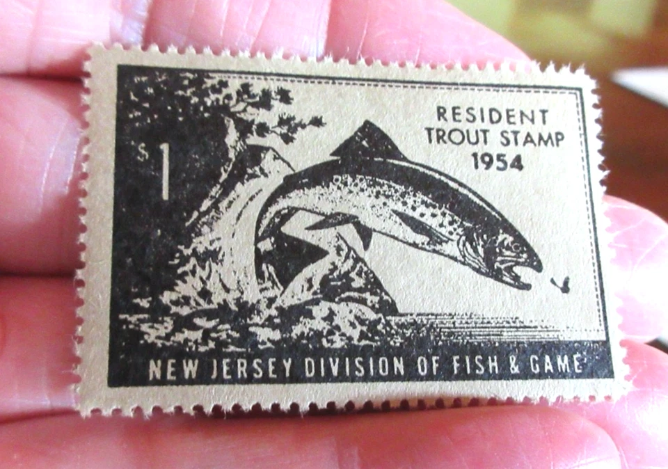 1954 New Jersey Resident Trout Stamp unused  (w19) - Image 1 of 2