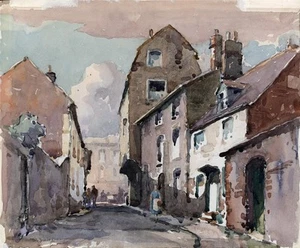 William Hyams (1878-1952) Watercolour Painting - A Street In Lewes - Picture 1 of 5