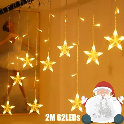Christmas LED Star Fairy String Lights Curtain Window Party Wedding Xmas Decor - Image 1 of 4