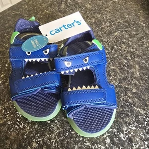 Carters Monster Sandals Size 7 Toddler Blue Slip On Hook & Loop NEW - Picture 1 of 5