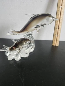 Glass Venetian Object Art Glass dolphin Chip On Fin - Picture 1 of 8