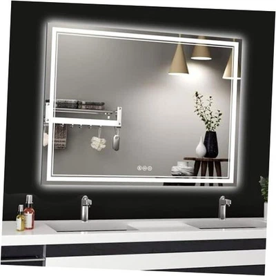  Espelho de banheiro LED com luzes, 48"x36" iluminação frontal e retroiluminada LED 48"L x 36"W - Imagem 1 de 4