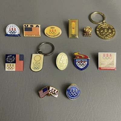 Vintage Olympics  Pin & Keychain Lot -13. 2000-2008.  - Image 1 of 4