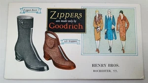 Vintage Advertising Ink Blotter Zipper Boot Shoe Goodrich Rochester Vermont - Picture 1 of 2