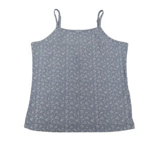 Top camisola Happily gris floral azul sin mangas con detalle de lazo talla M nuevo con etiquetas - Imagen 1 de 8