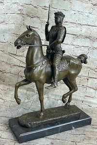 Amazing Roman Warrior on Rearing Horse Bronze Sculpture Statue Classic Artwork - Picture 1 of 7