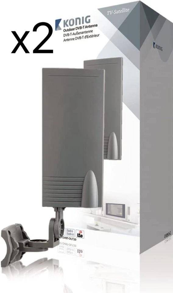 AERIAL 2 X ANTENNA ANTENNA TV INTERNO ESTERNO DVB-T/T2 DIGITALE HDTV FREEVIEW SATELLITE
