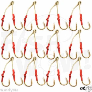 24 Size 8/0 Gold 4x stronger Assist Hook for Vertical speed Knife Butterfly Jigs - Picture 1 of 4