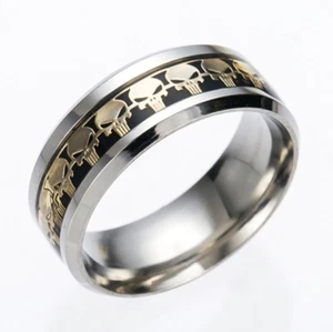 Motorcycle Club Skull Gothic Punisher Theme Biker Harley Rider Band Ring US 6-13 - Picture 1 of 2