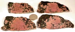 4 Beautiful Rhodonites Total 8.4 Ounces Estate Free Shipping 1st pic wet #3553 - Picture 1 of 4