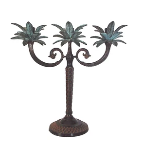 Vintage Cast Iron Palm Tree Candle Holder Tropical Motif - Picture 1 of 8